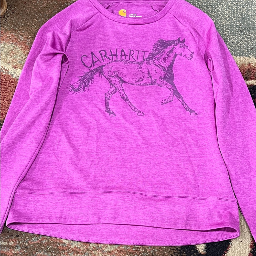 Carhartt Kids Magenta Horse Graphic Long Sleeve Tee